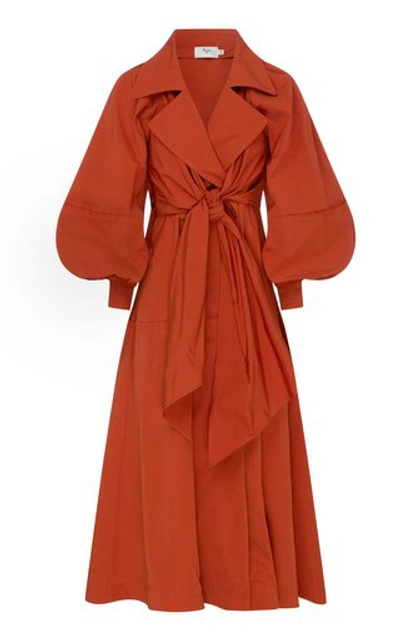 Shop Aje Interlace Tie-accented Gabardine Trench Coat Dress In Orange