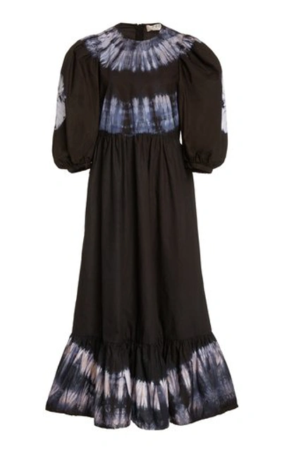 Shop Sea Daria Puff-sleeve Cotton Maxi Dress In Black