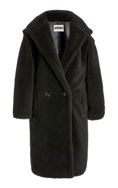 Shop Apparis Mia Hooded Faux Shearling Coat In Black