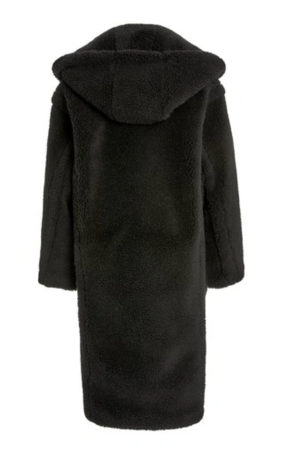 Shop Apparis Mia Hooded Faux Shearling Coat In Black