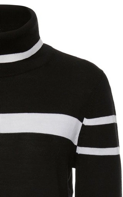 Shop Erin Snow Kito Striped Turtleneck Wool Sweater In Black