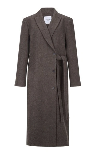 Shop Le17 Septembre Belted Wool-blend Coat In Navy