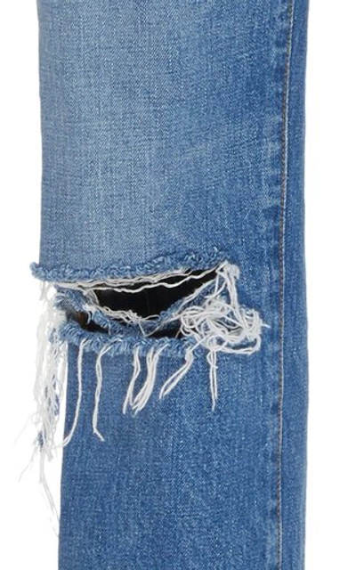 Shop Brandon Maxwell Distressed High-rise Boyfriend Jeans In Blue
