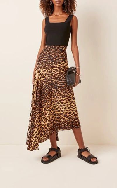 Shop A.l.c Lev Leopard Print Silk-blend Midi Skirt In Animal