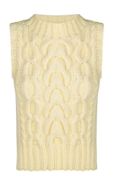 Shop Anna October Cable-knit Wool-blend Vest In White