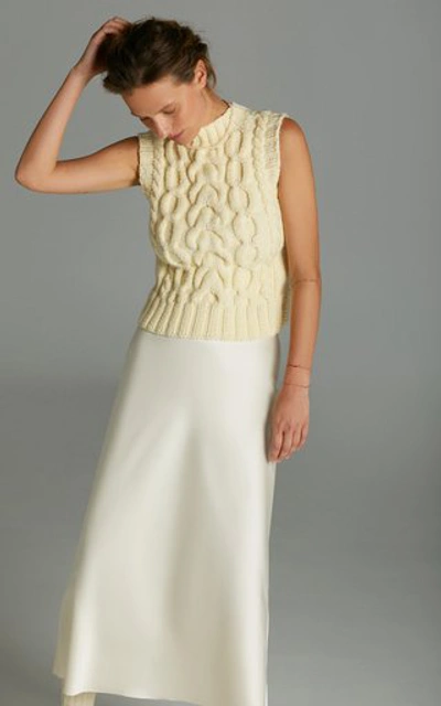 Shop Anna October Cable-knit Wool-blend Vest In White