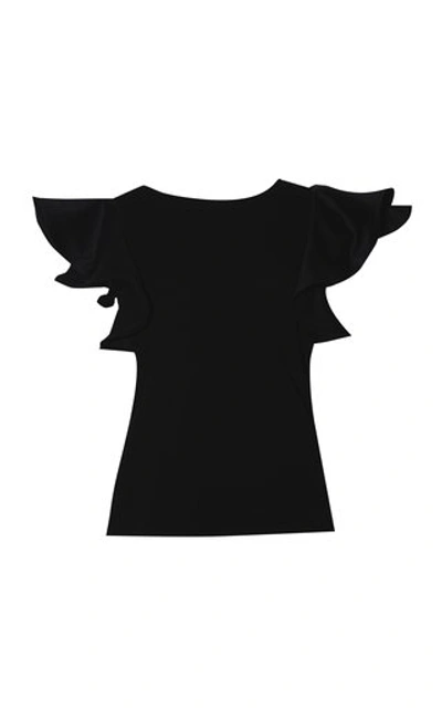 Shop Andres Otalora Women's Heliconia Ruffled Sleeve Cotton T-shirt In Black