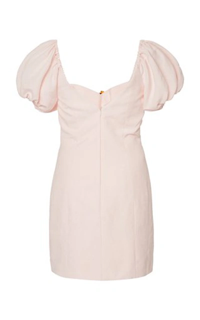 Shop Significant Other Solace Puff Sleeve Linen-blend Mini Dress In Pink