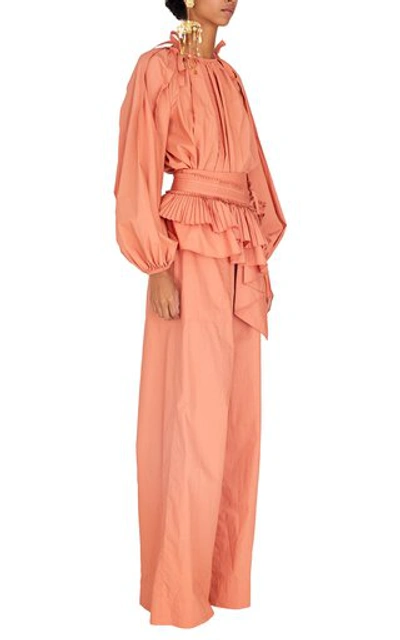 Shop Ulla Johnson Leo Cotton-twill Wide-leg Pants In Orange