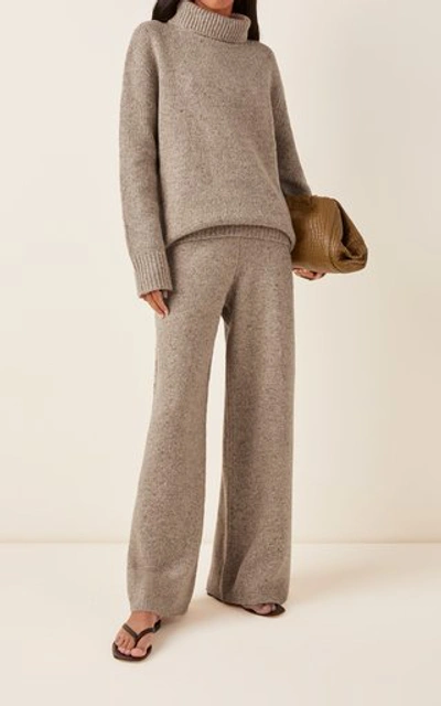 Shop Joseph Tweed Knit Wool-blend Flared Pants In Neutral