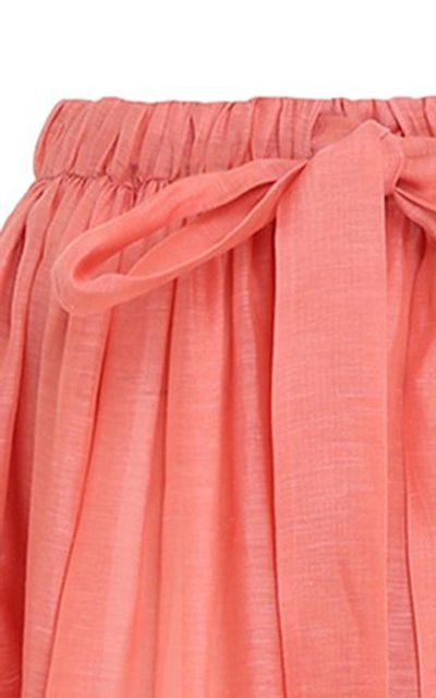 Shop Zimmermann Women's Botanica Linen-silk Midi Skirt In Pink