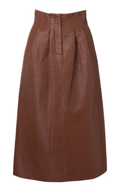 Shop Dodo Bar Or Women's Tricia Woven Leather Pencil Skirt In Brown,white