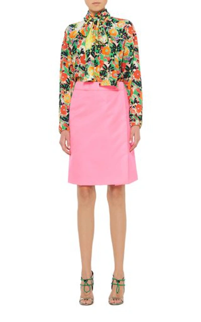 Shop Prada High-rise Wrap Skirt In Pink