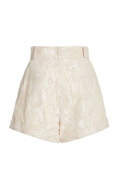 Shop Acler Women's Clifton Belted Cotton-blend Jacquard Shorts In Neutral