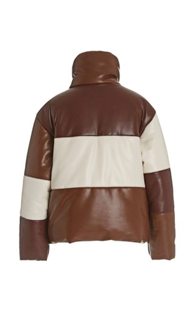 Shop Nanushka Hide Color-block Quilted Vegan Leather Jacket In Brown