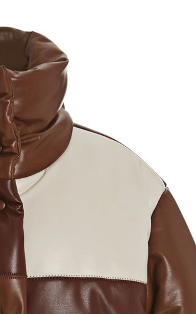 Shop Nanushka Hide Color-block Quilted Vegan Leather Jacket In Brown