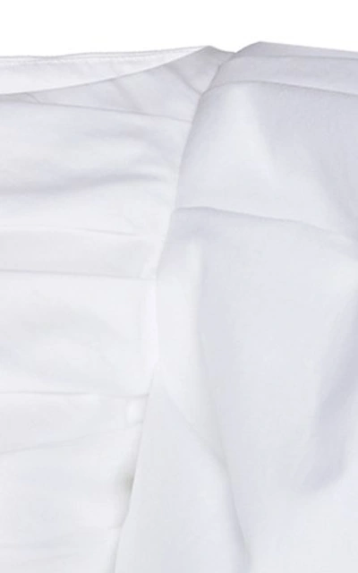 Shop Khaite Kai Ruched Cotton-poplin Top In White