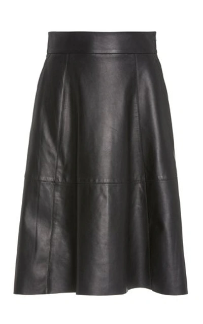 Shop Nili Lotan Elaine Leather Skirt In Black