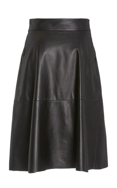 Shop Nili Lotan Elaine Leather Skirt In Black