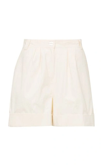 Bytimo Pleated Cotton Cuffed Shorts In Neutral
