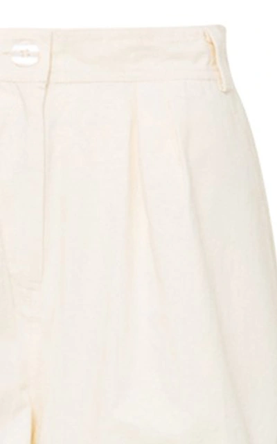 Bytimo Pleated Cotton Cuffed Shorts In Neutral