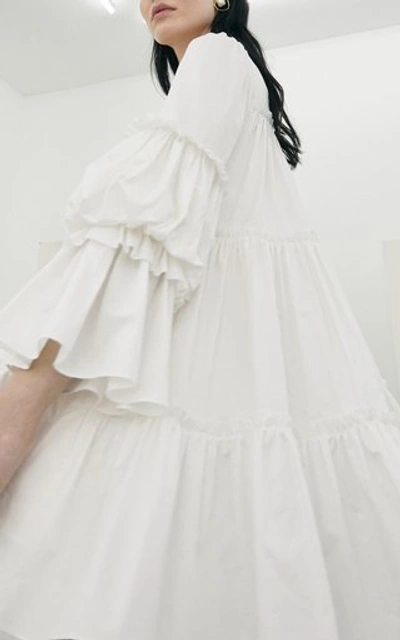Shop Aje Women's L'espirit Tiered Cotton Mini Dress In White,red