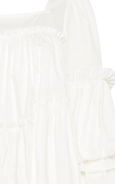 Shop Aje Women's L'espirit Tiered Cotton Mini Dress In White,red