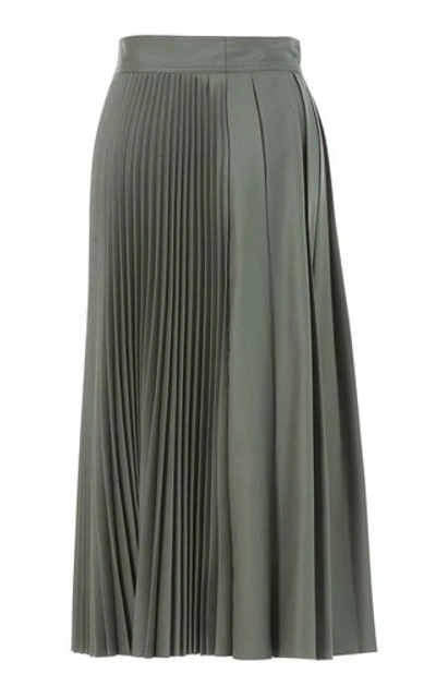 Shop Lvir Pleated Wool Wrap Skirt In Brown