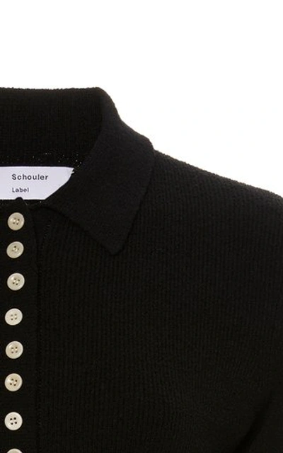 Shop Proenza Schouler White Label Bouclã© Knit Polo Shirt In Black