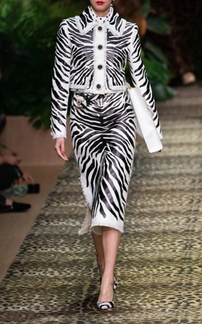 Shop Dolce & Gabbana Cropped Zebra Jacket In Animal