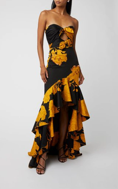 Shop Johanna Ortiz Exclusive Path Of Rose Ruffled Cotton-blend Dress In Black