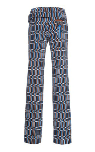 Shop Prada Belted Printed Straight-leg Pants