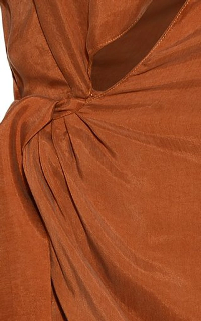 Shop Aleksandre Akhalkatsishvili Draped Crepe De Chine Wrap Dress In Orange