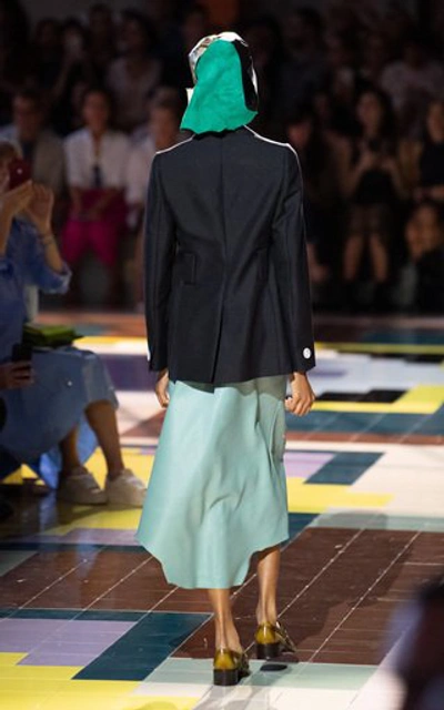 Shop Prada Sequin-embellished Wrap Leather Skirt In Green