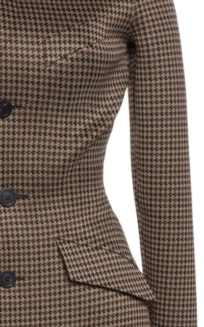 Shop Balenciaga Waist-trainer Houndstooth Checked Jacquard Jersey Coat In Brown