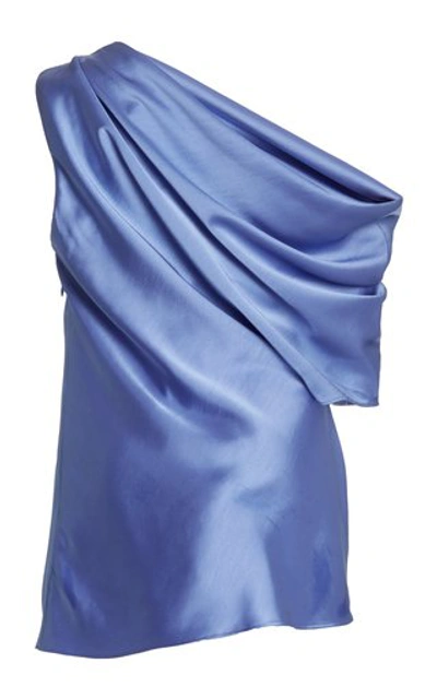 Shop Acler Women's Bonham Draped Satin Off-the-shoulder Top In Blue