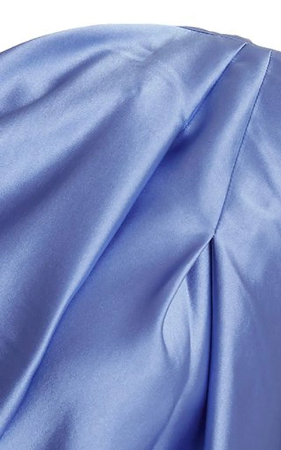 Shop Acler Women's Bonham Draped Satin Off-the-shoulder Top In Blue