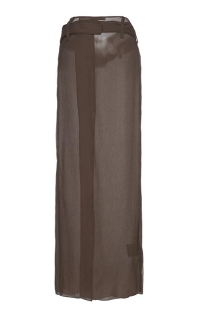 Shop Prada Belted Silk-chiffon Maxi Skirt In Neutral