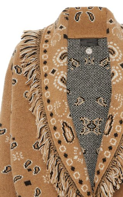 Shop Alanui Bandana Fringed Jacquard Cashmere And Wool Cardigan In Multi