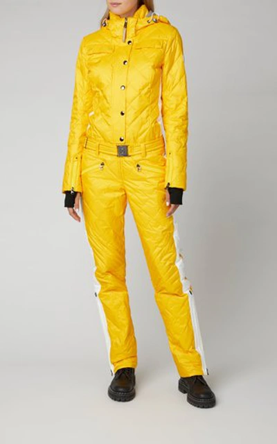 Shop Bogner Greta Hooded Quilted Ripstop Jumpsuit In Yellow