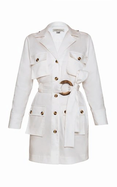 Shop Andres Otalora Garcia Belted Cotton Trench Coat Dress In White