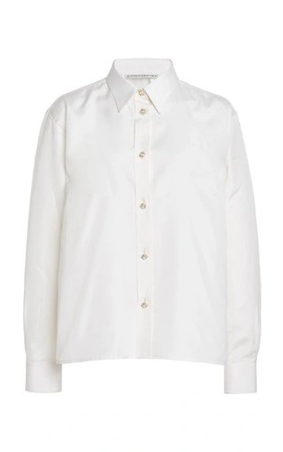 Shop Alessandra Rich Silk Blouse With Crystal Buttons In White