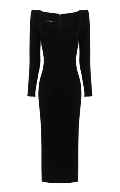 Shop Alex Perry Women's Baird Stretch Crepe Portrait Dress In Black