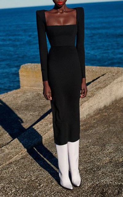 Shop Alex Perry Women's Baird Stretch Crepe Portrait Dress In Black