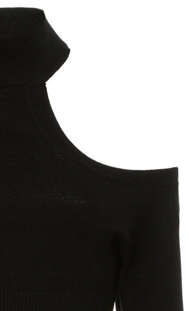 Shop Jonathan Simkhai Lila Off-the-shoulder Jersey Turtleneck Sweater In Black