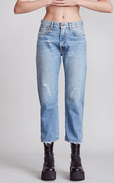 Shop R13 Women's Boyfriend Rigid Mid-rise Straight-leg Jeans In Light Wash