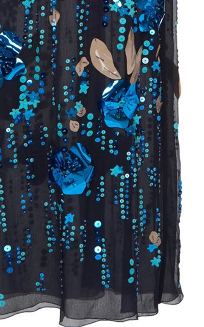 Shop Prada Ruffled Embellished Silk-chiffon Dress In Black