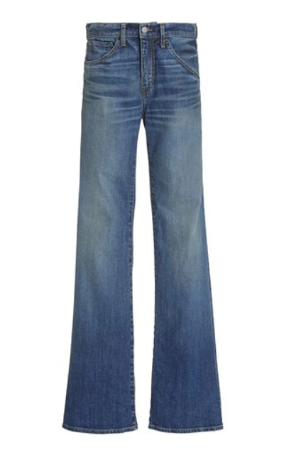 Shop Nili Lotan Celia Low-rise Flared Jeans In Blue