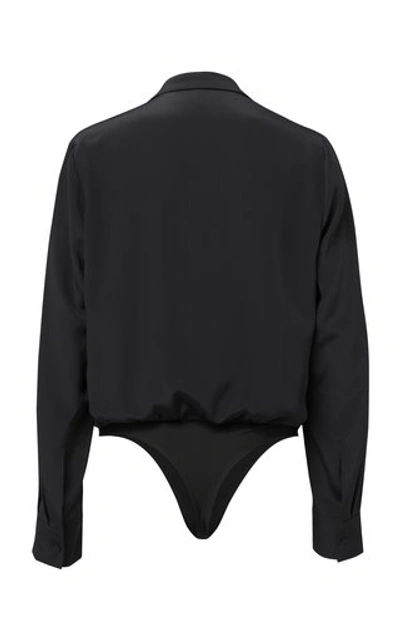 Shop Dorothee Schumacher Colorful Volumes Silk Bodysuit In Black
