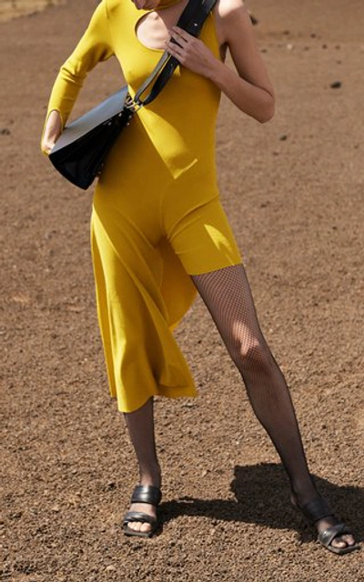 Shop Boyarovskaya Claire Asymmetric Cutout Knit Dress In Grey